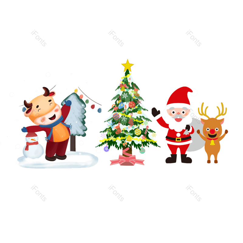 插画图片,老人元素,新年PNG,圣诞免抠素材